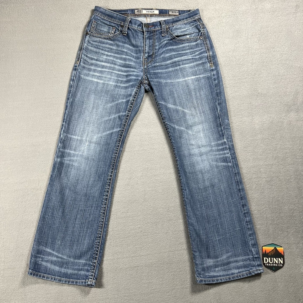 BKE Jeans Mens 32x30 Blue Derek Bootcut Mid Rise Medium Wash Stretch Denim